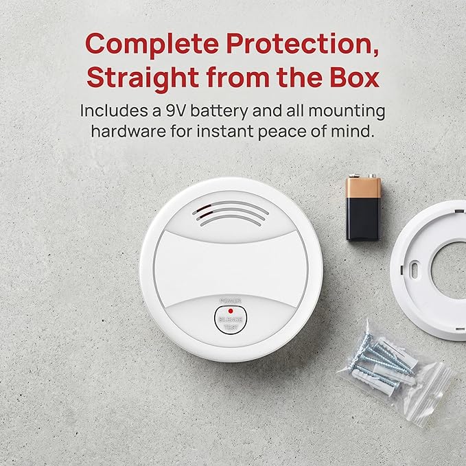 6 Pack Photoelectric Smoke Detector, 10-Year Battery Operated Fire Alarm - Image 3