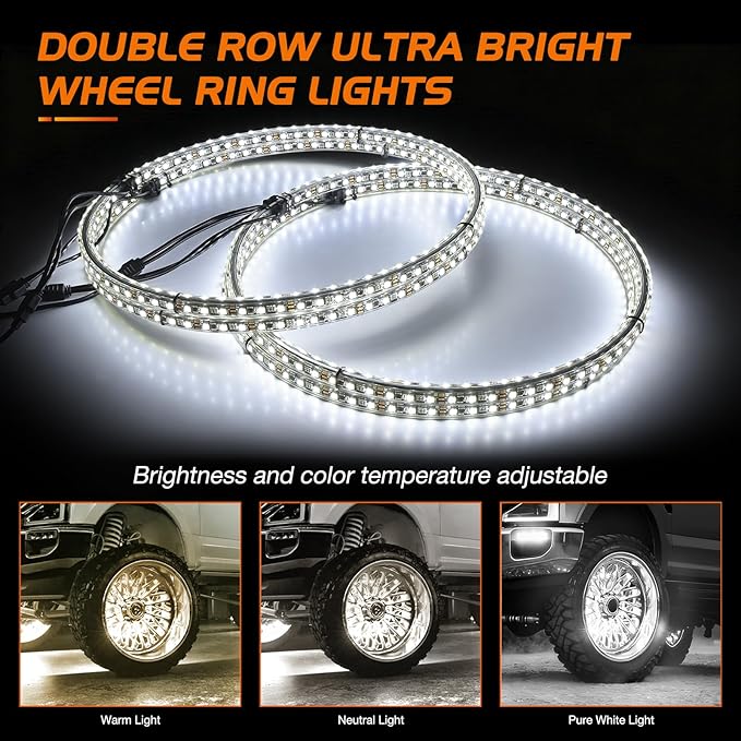 Nilight 4PCS 15.5inch Double Row LED Wheel Ring Lights Pure White - Image 4