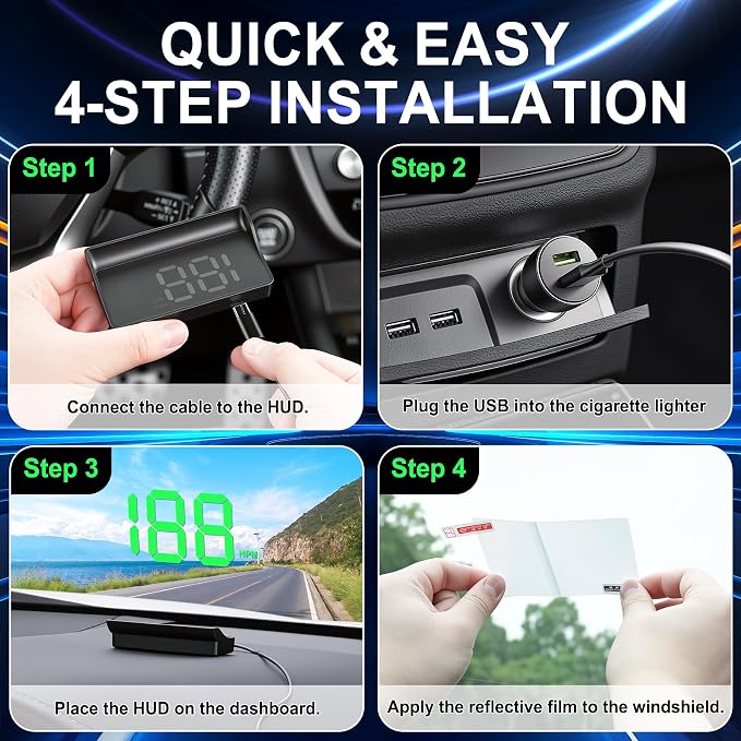 Amiss Heads Up Display for Cars, Digital HUD Speedometer for Automotive - Image 4