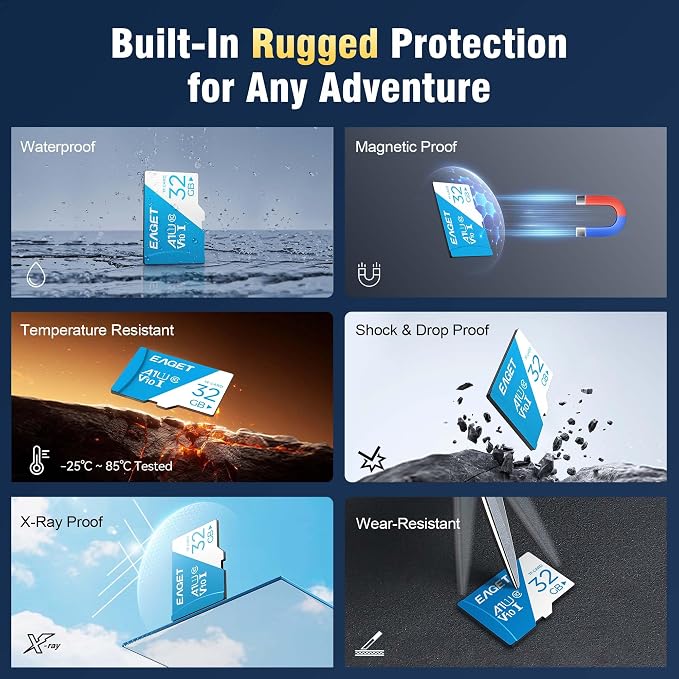 EAGET 3-Pack 32GB TF Memory Card Up to 100MB/s Read 30MB/s Write - Image 5