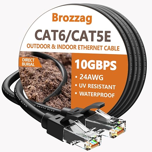 Ethernet Cable 10ft For Cat6/Cat5E, 10Gbps Compatible by Brozzag