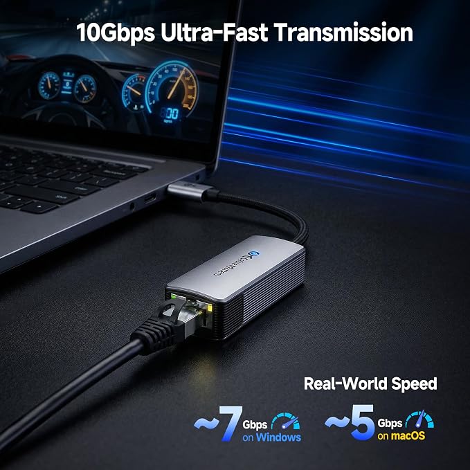 Cable Matters USB C to 10Gb Ethernet Adapter, 10GbE Type C to Ethernet Adapter - Image 2