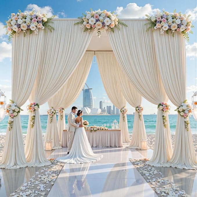 50ft x 15ft Beige Backdrop Curtains - Image 8