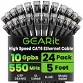 GEARit Cat 6 Ethernet Patch Cables 5 ft Black, CAT6 High Speed 24AWG 10Gbps by GEARit