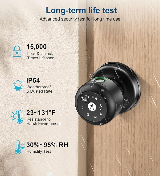 Fingerprint Door Lock, Smart Fingerprint Door Knob - Image 3