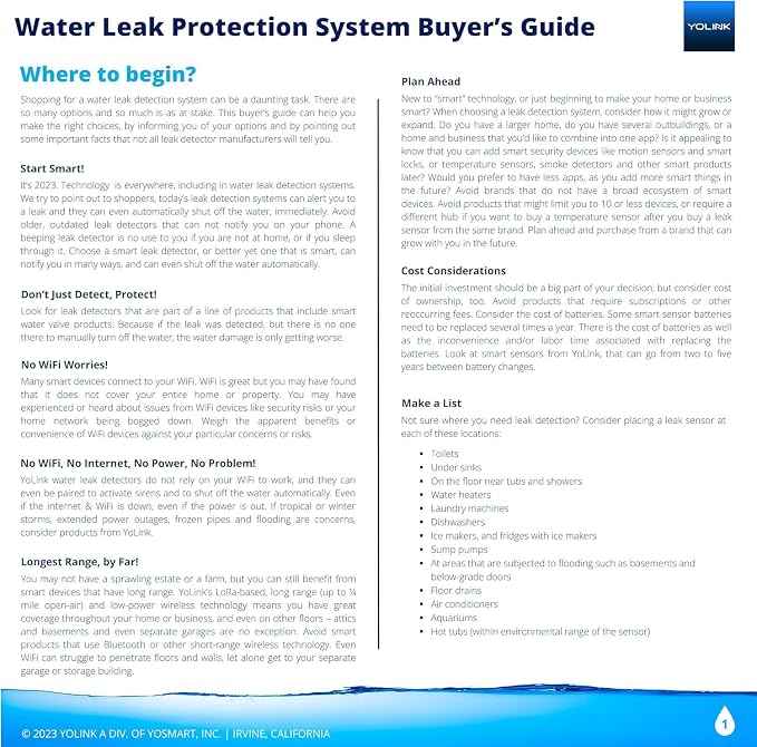 YoLink Smart Home Starter Kit: Hub & 3-Pack Water Leak Sensor 1, LoRa Up to 1/4 - Image 3
