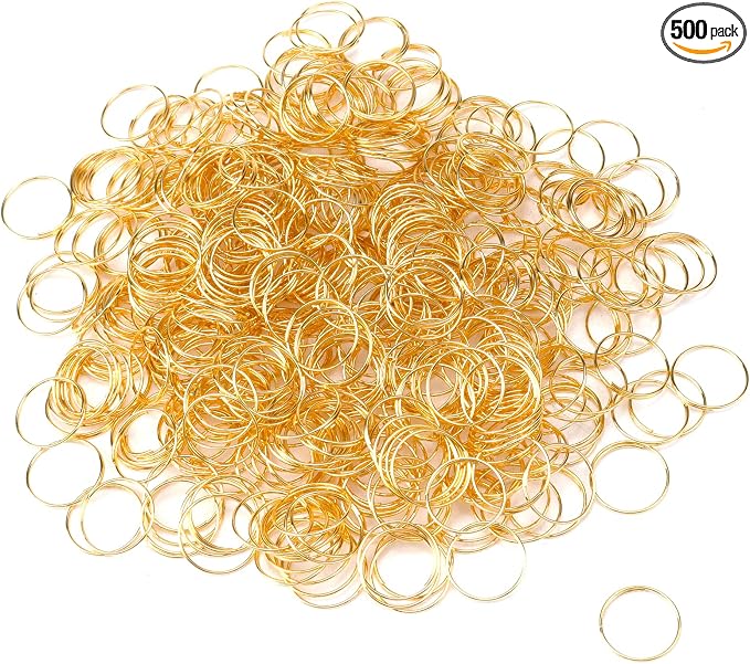 500PCS Stainless Steel Bright Gold Chandelier Split Rings, 0.51inch Diameter by Tighall