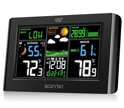 Weather Station Wireless Indoor Outdoor Thermometer: BOZYBO Digital Atomic Clock by BOZYBO-BornforQualityLife