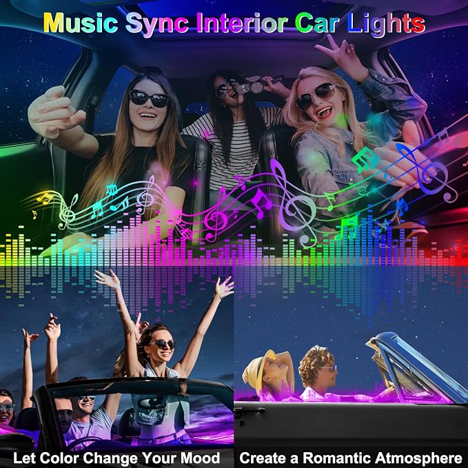 Dreamcolor Acrylic Interior Car LED Strip Lights, 10 in 1 Ambient Lighting Kit - Image 4