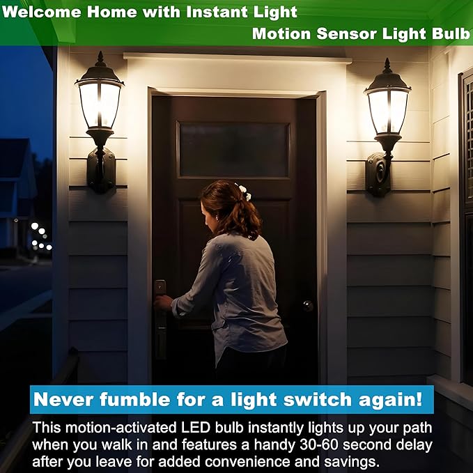 GEPLAD 4-Pack Upgrade Motion Sensor LED Light Bulbs 12W, A19 E26 Dusk to Dawn - Image 4