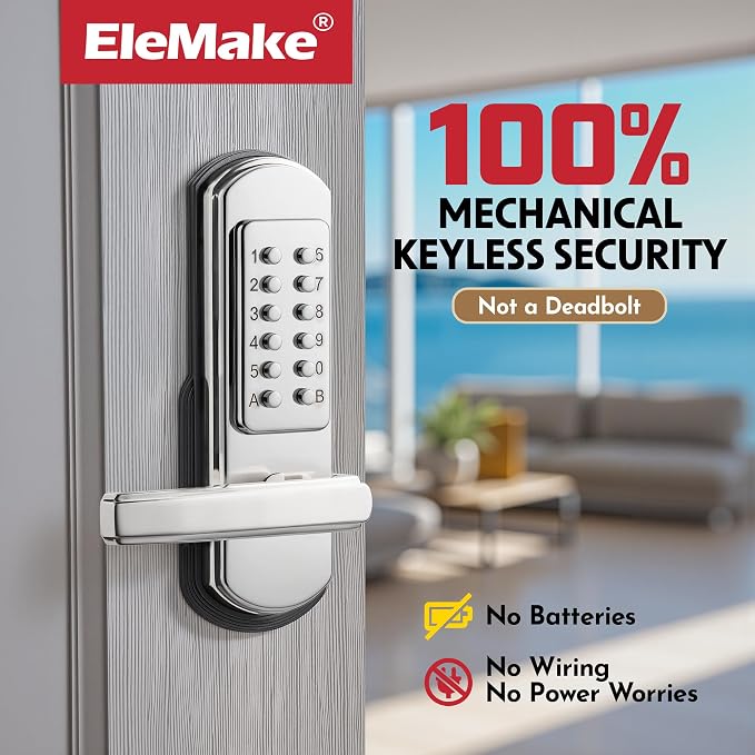 Left Handed Keyless Door Lock, Mechanical Keypad Door Lock - Image 2