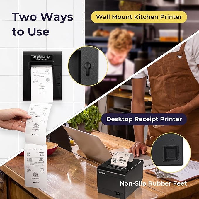 Volcora Thermal Receipt Printer, 80mm POS Printer w/Auto Cutter, USB/Ethernet - Image 7