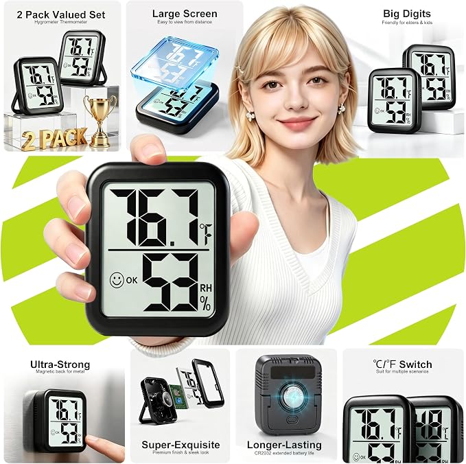 Antonki 2 Pack Room Thermometer - Image 2