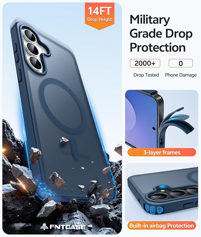 FNTCASE for Samsung Galaxy S25 FE Case: Magnetic Translucent Matte Military - Image 5