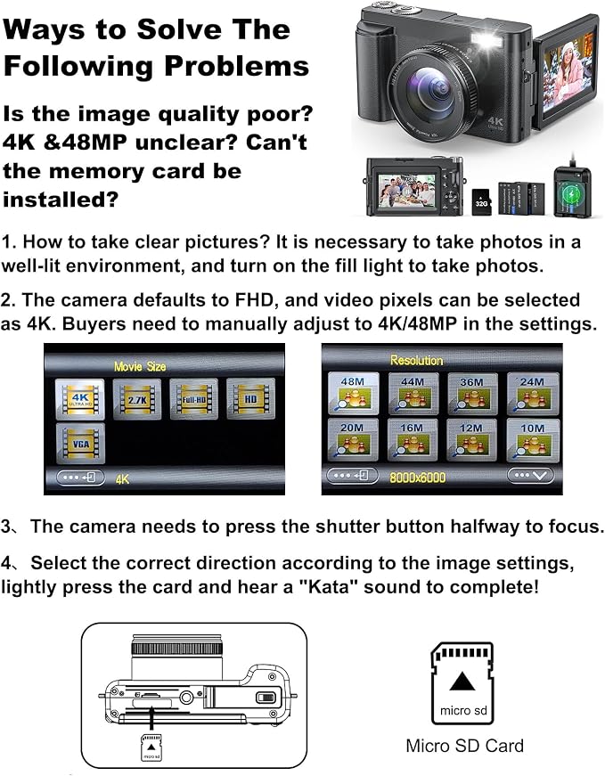 4K Digital Camera for Beginners & Teens, Autofocus 48MP Vlogging Camera for - Image 8