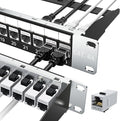 Jadaol 24-Port Shielded Cat6A Patch Panel, 19” 1U Rackmount/Wall Mount by Jadaol