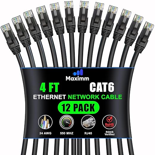 Maximm Cat 6 Ethernet Cable 4 Ft, Cat6 Cable, LAN Cable, Internet Cable by MaximmCable