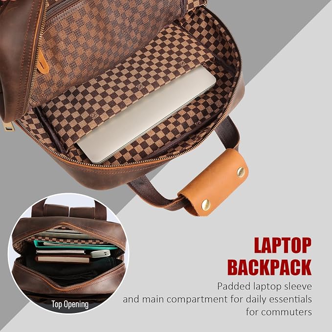 STAR VISTA Bernini Vintage Full Grain Leather Camera Backpack - Image 4