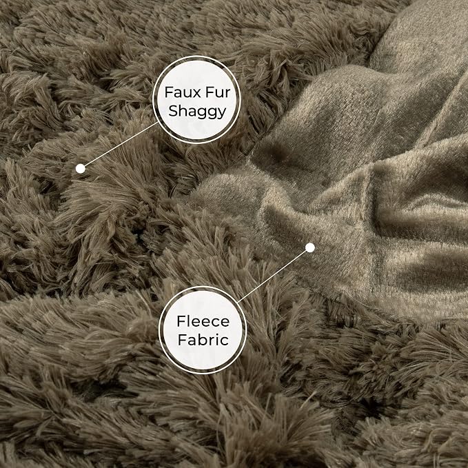 Tuddrom Decorative Extra Soft Faux Fur Throw Blanket 70"x78", Solid Reversible - Image 5