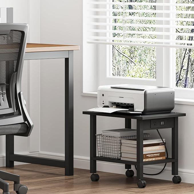 TUTOTAK 2 Tier Printer Stand, Rolling Printer Cart - Image 2