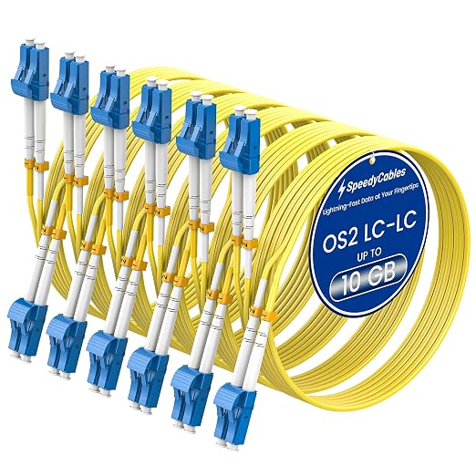 SpeedyCables- OS2 LC to LC Fiber Patch Cable 0.5m 6-Pack, 1G/10Gb Duplex by SpeedyCables