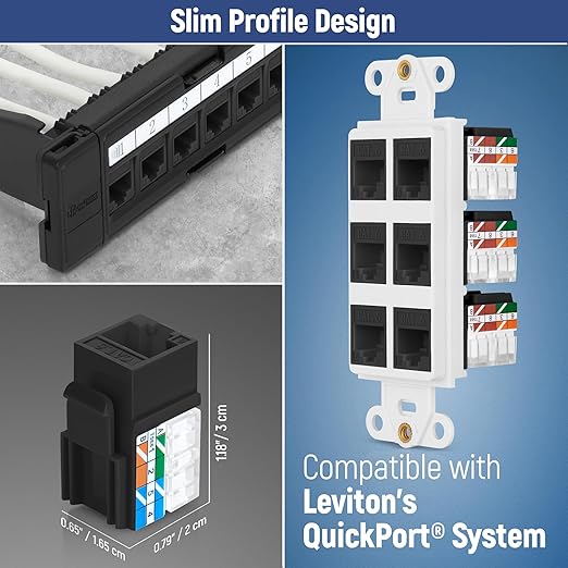 Everest 90° Angled RJ45 Cat6A Keystone Jacks 20-Pack in Black - Image 6