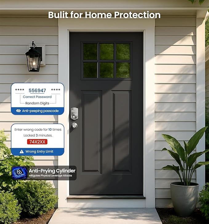 Veise KS03 Keypad Door Knob Lock, Keyless Entry Digital Lock - Image 6
