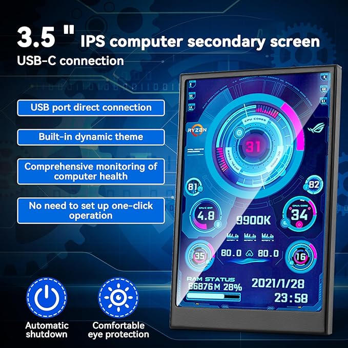 3.5 Inch IPS USB Mini Screen No Installation AIDA64 Pc Case Screen Computer - Image 2