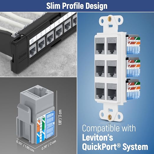 Everest 90° Angled RJ45 Cat5e Keystone Jacks 50-Pack in Gray - Image 6