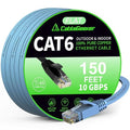 Cat 6 Ethernet Cable 150 ft, Indoor&Outdoor, High Speed 10Gbps Flat Internet by CableGeeker