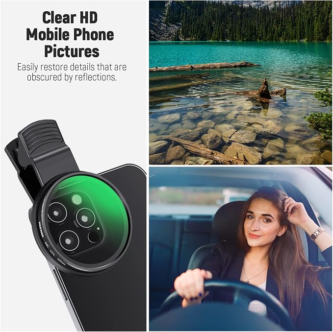 NEEWER 52mm CPL Filter for Phone, Clip On Circular Polarizing Lens Filter - Image 6