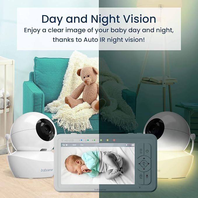 Babysense 5" HD Split-Screen Baby Monitor, Video Baby Monitor - Image 5