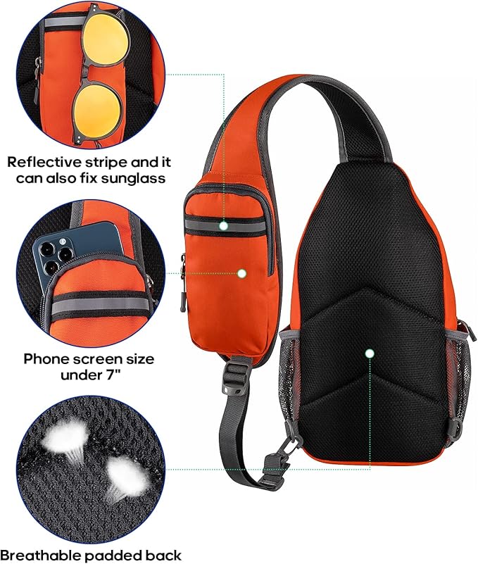 WATERFLY Crossbody Sling Backpack Sling Bag Travel Hiking Chest Bag Daypack - Image 5