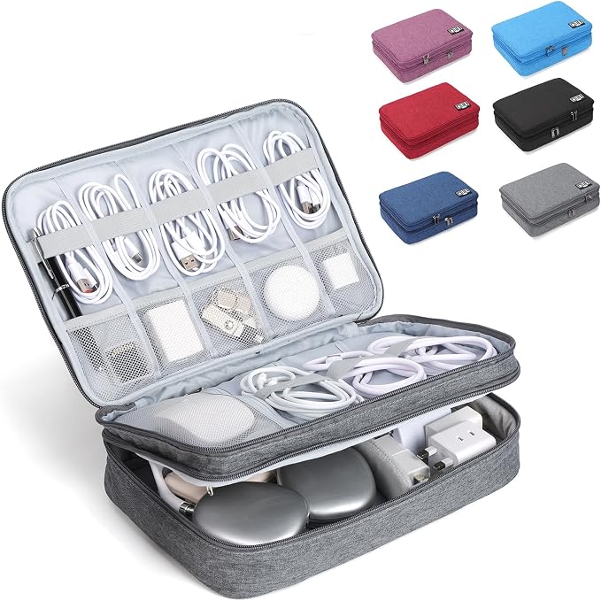 Large Electronic Organizer Travel Case, Double Layer Tech Accessories Bag by Unknown