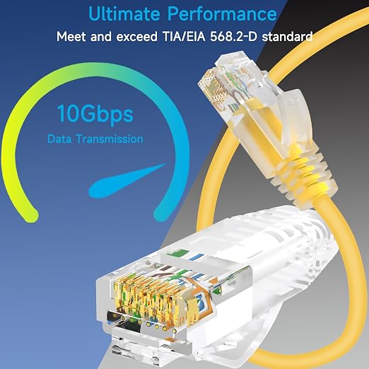 Cat6a Slim Ethernet Patch Cable 2 ft, Cat6a Patch Cable - Image 2