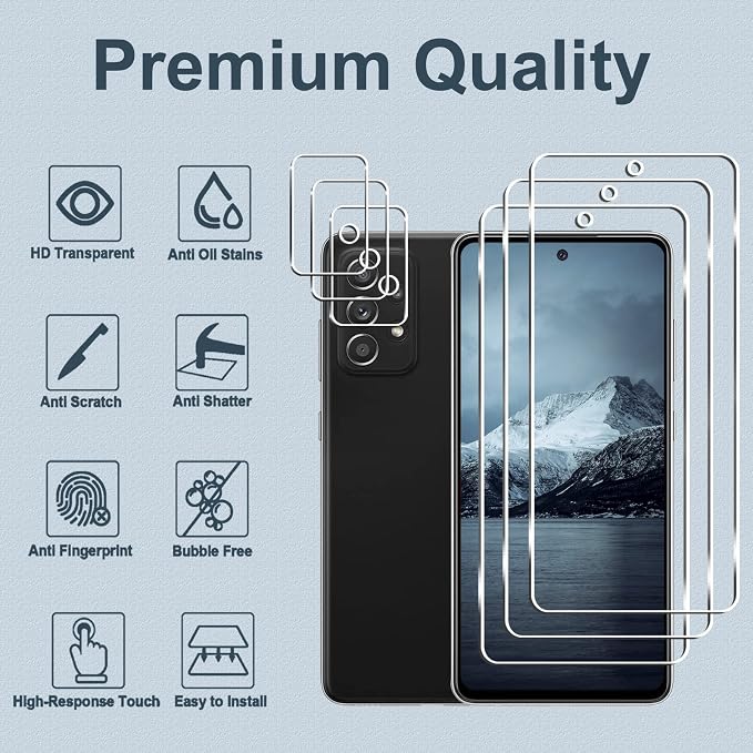 Galaxy A52 5G Screen Protector + Camera Lens Protector, 9H Tempered Glass Film - Image 2