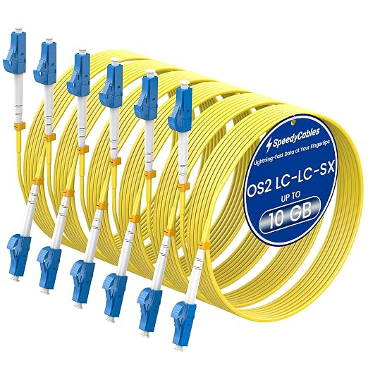SpeedyCables- 1M-6Pack OS2 LC to LC Fiber Patch Cable, 1G/10Gb 9/125um SIMPLEX by SpeedyCables