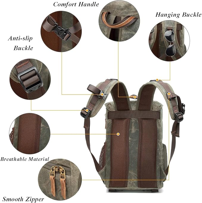UBAYMAX Camera Backpack, DSLR SLR Waterproof Canvas Camera Bags Rucksack 15.6 - Image 7