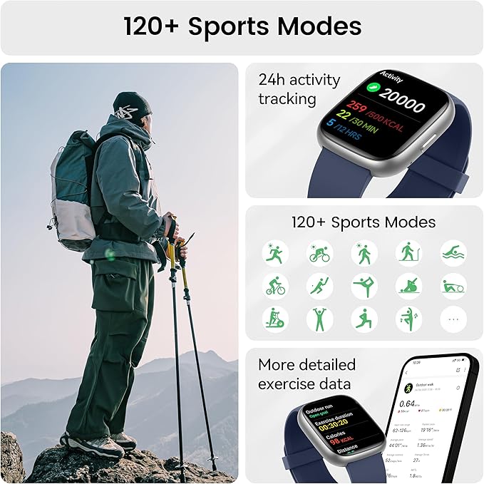 Smart Watch with Alexa Built-in, 1.83" HD Touchscreen Fitness Tracker with - Image 5