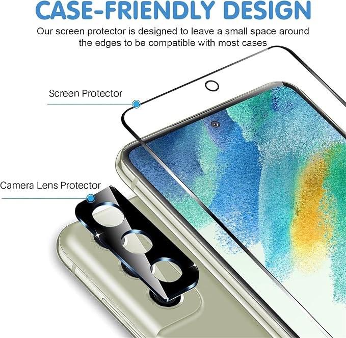 Galaxy S21 FE Screen Protector and Camera Protector, Tempered Glass Screen - Image 4