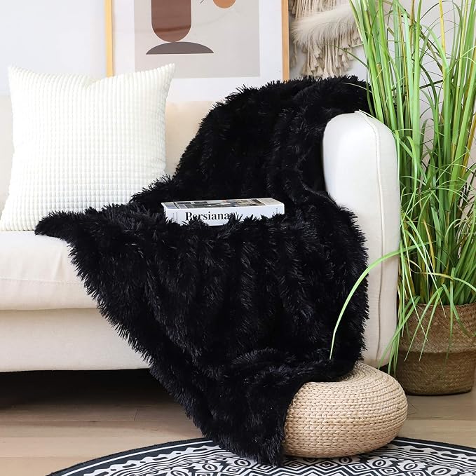 Tuddrom Decorative Extra Soft Faux Fur Blanket Twin Size 70" x78", Reversible - Image 8