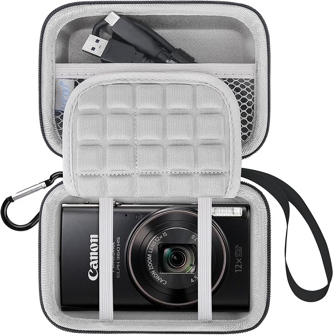 Lacdo Camera Carrying Case for Canon PowerShot ELPH 360/200/185/180/190/350 by Lacdo