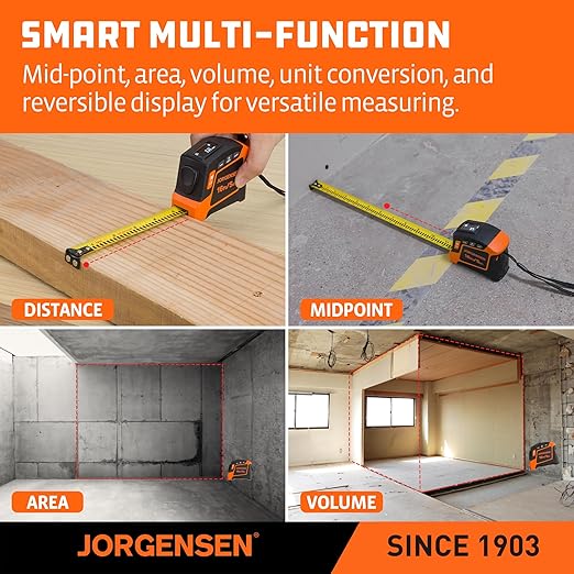 JORGENSEN Digital Tape Measure, 16Ft Rechargeable Digital Measuring Tape - Image 4