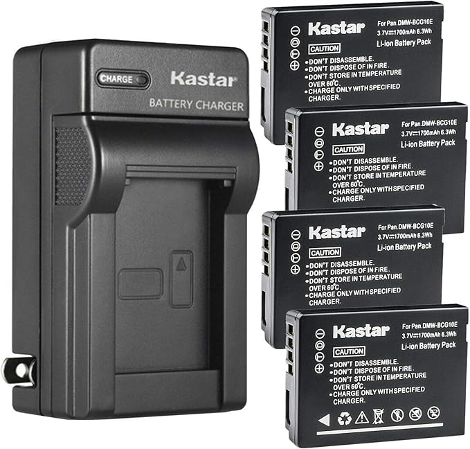 Kastar 4-Pack DMW-BCG10 Battery + AC Wall Charger Replacement by Kastar