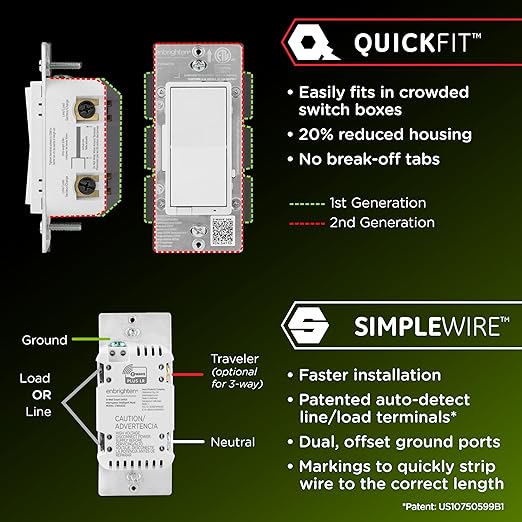Enbrighten 800 Series Z-Wave On/Off Paddle Switch, Long Range 800LR, Quick Fit - Image 2