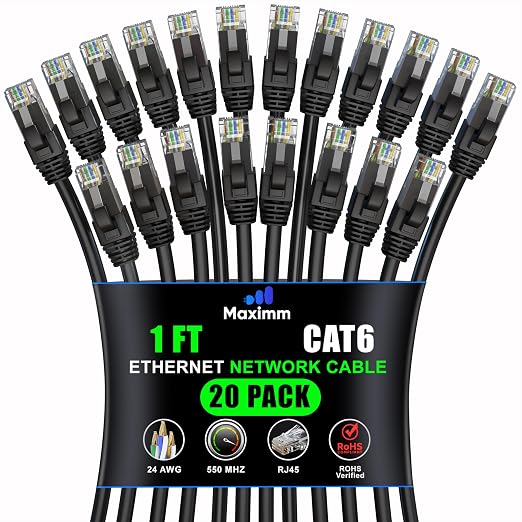 Maximm Cat 6 Ethernet Cable 1 ft by MaximmCable