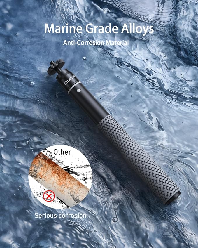 TELESIN 360° Waterproof Selfie Stick 25.75"w Hand Strap Underwater Dive Diving - Image 2