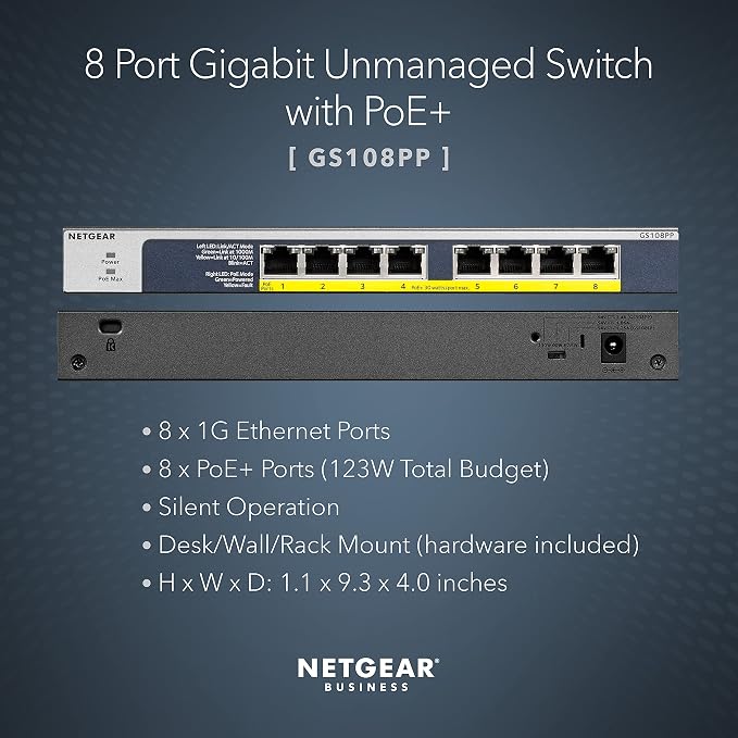 NETGEAR 8-Port Gigabit Ethernet Unmanaged PoE Switch - - Image 2