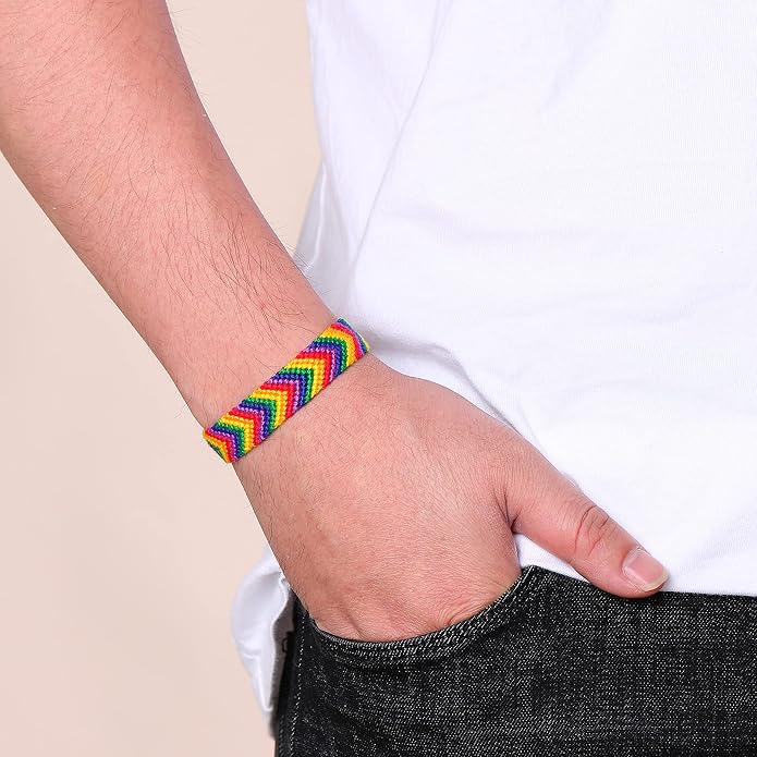 Nanafast Titanium Stainless Steel Rainbow LGBT Pride Bracelet Handmade Braided - Image 7
