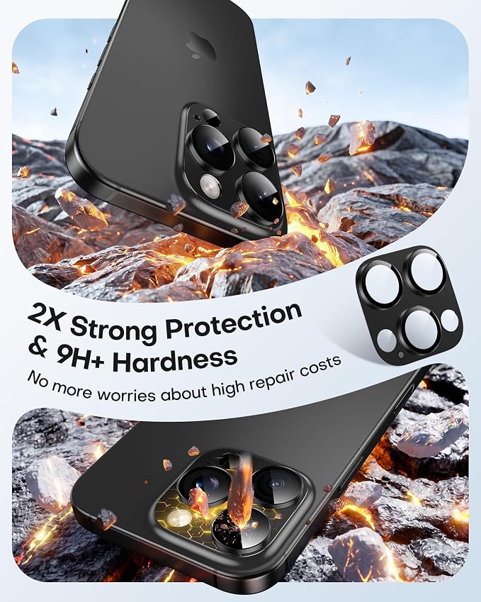 TAURI 2 Pack for iPhone 16 Pro Max/16 Pro Camera Lens Protector, Full Coverage - Image 3